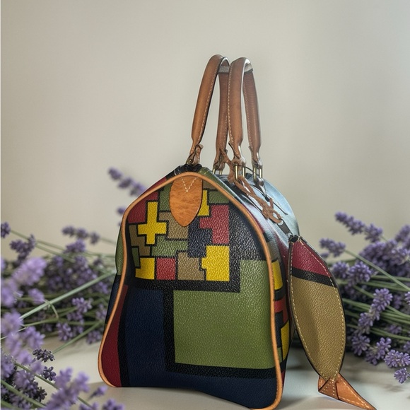 Vintage Double Fish Boston Bag (Geometric Pattern) - Picture 3 of 11